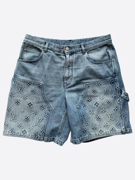 Louis Vuitton Blue Monogram Carpenter Denim Shorts