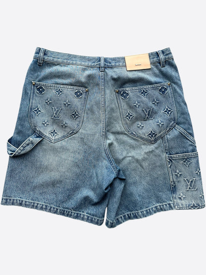 Louis Vuitton Blue Monogram Carpenter Denim Shorts