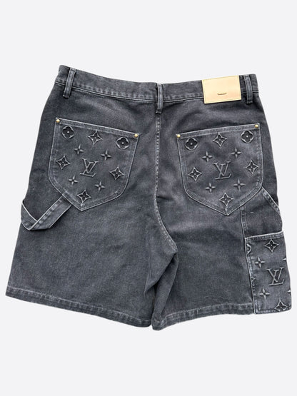 Louis Vuitton Washed Black Monogram Carpenter Shorts