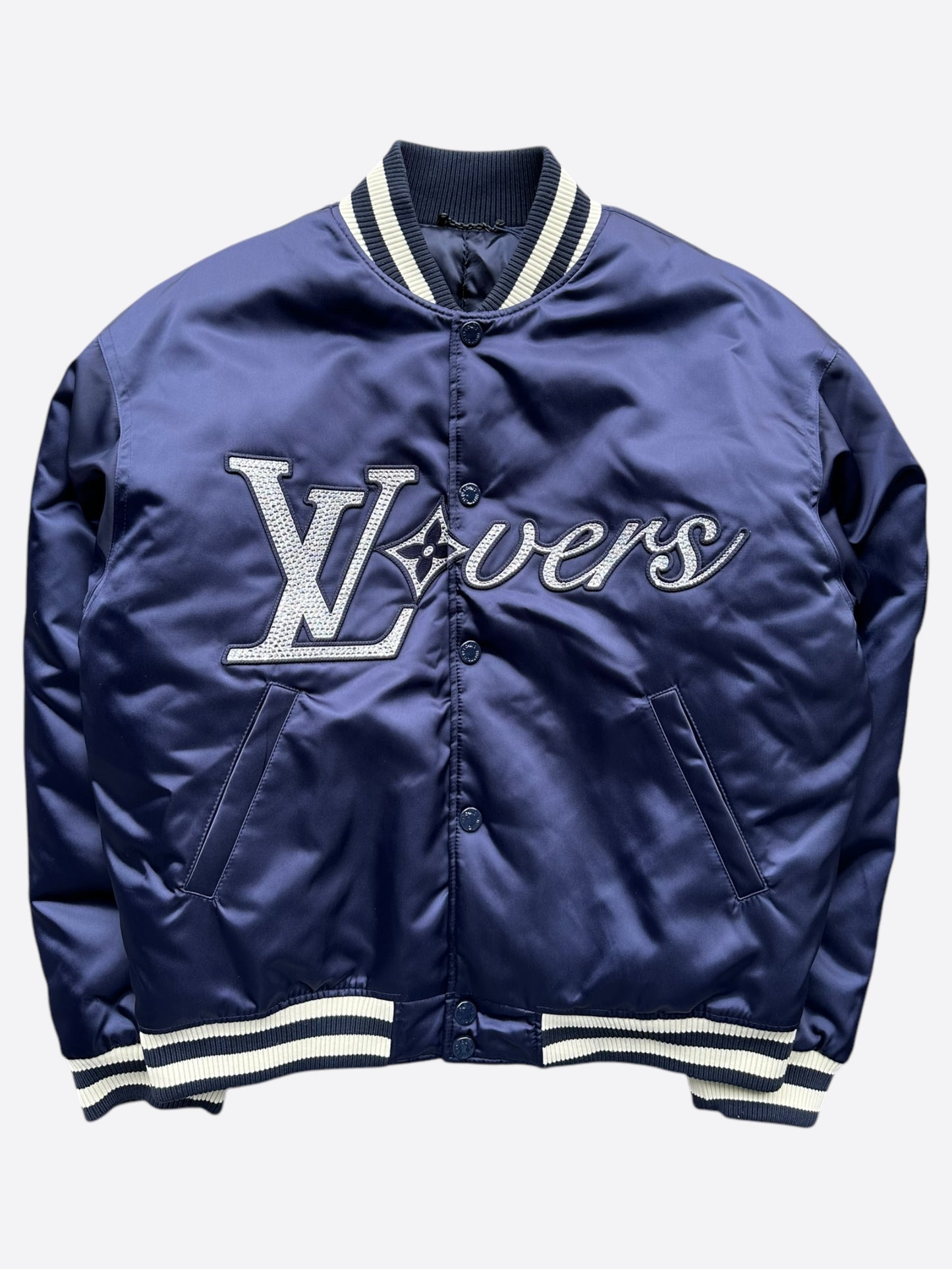 Louis Vuitton Navy & White Crystal Lovers Varsity Jacket