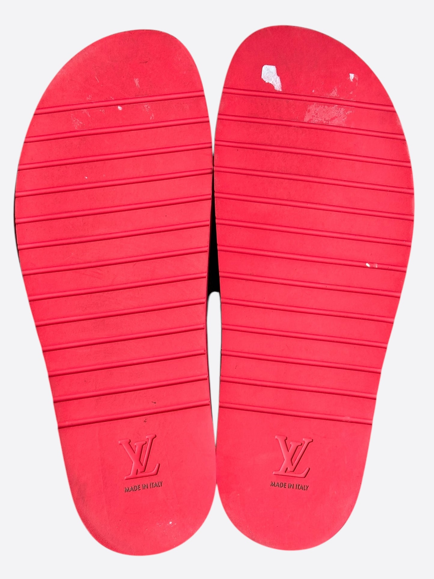 Louis Vuitton Red & White Damier Miami Mule Sandals