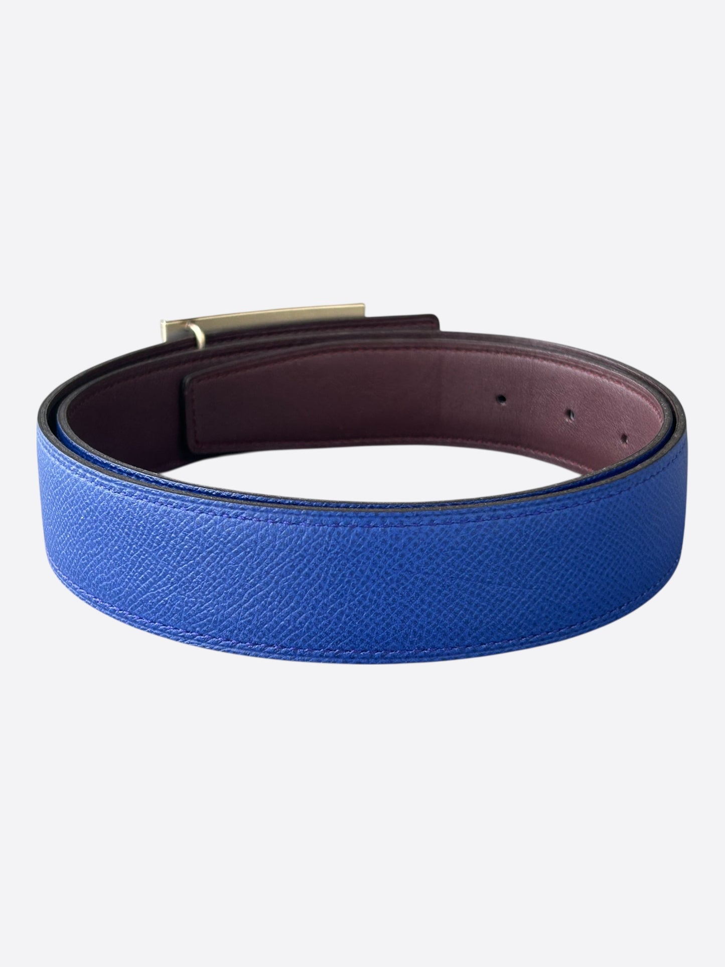 Hermes Bleu Electric & Prune Gold Collier De Chien Reversible Belt