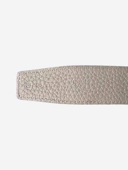 Hermes Etoupe & Black Palladium Constance Reversible Enamel Belt