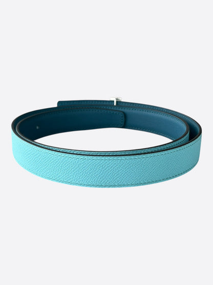 Hermes Blue Palladium Constance Reversible Belt