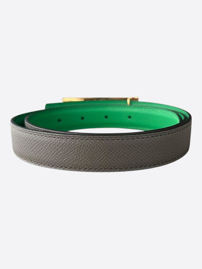 Hermes Grey & Green Gold Collier De Chien Reversible Belt