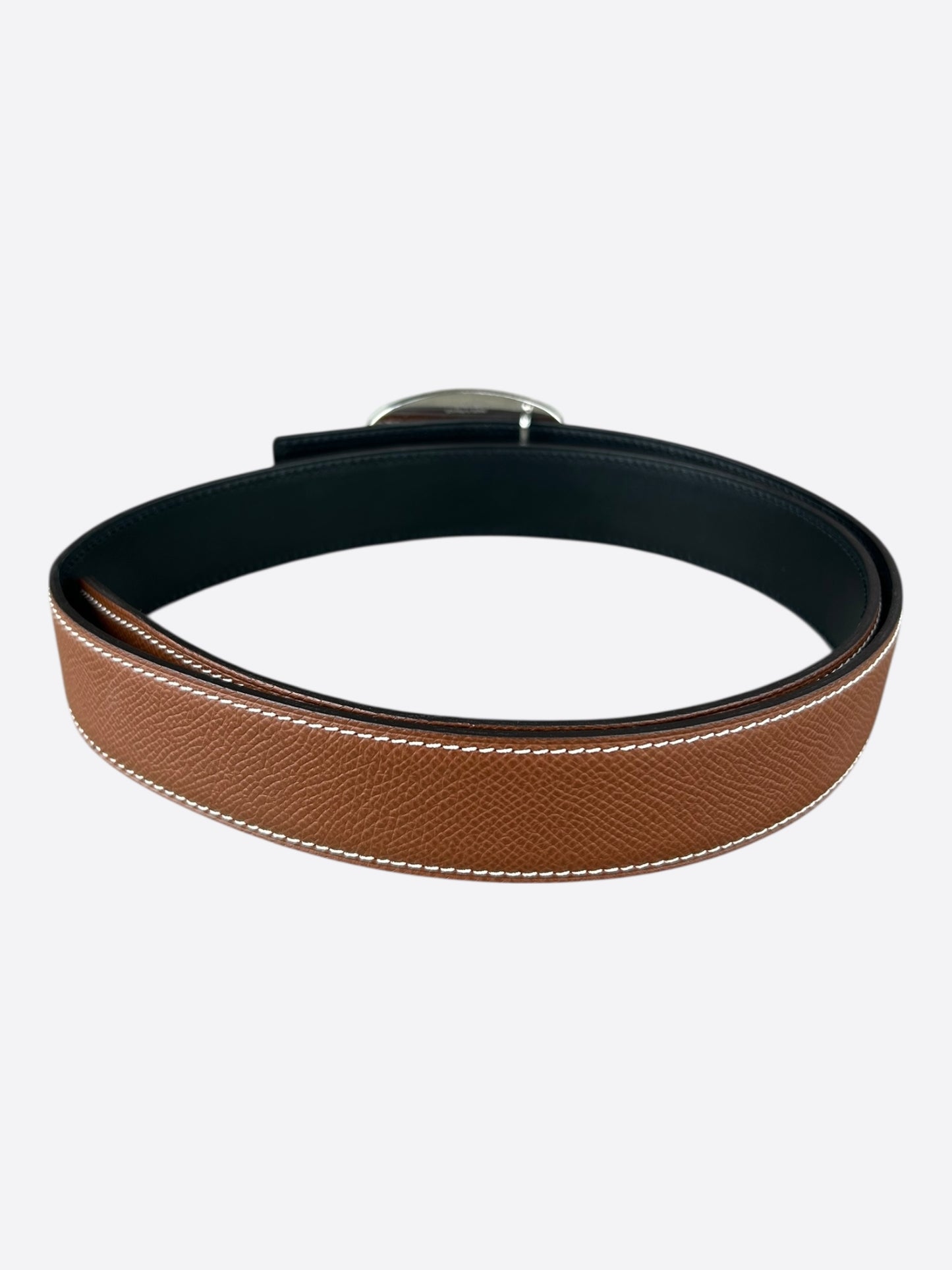 Hermes Brown & Black Palladium Chaine d'Ancre Reversible Enamel Belt