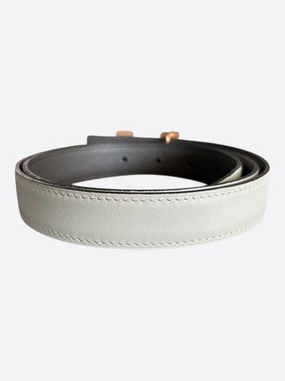 Hermes White & Brown Gold Constance Reversible Belt