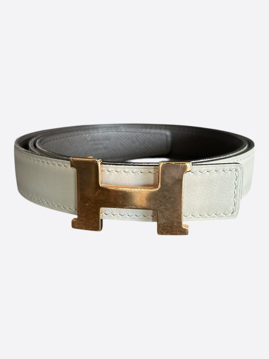 Hermes White & Brown Gold Constance Reversible Belt