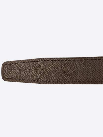 Hermes White & Brown Gold Constance Reversible Belt