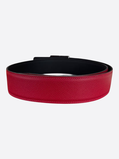Hermes Red & Brown Palladium Hinge Reversible Belt