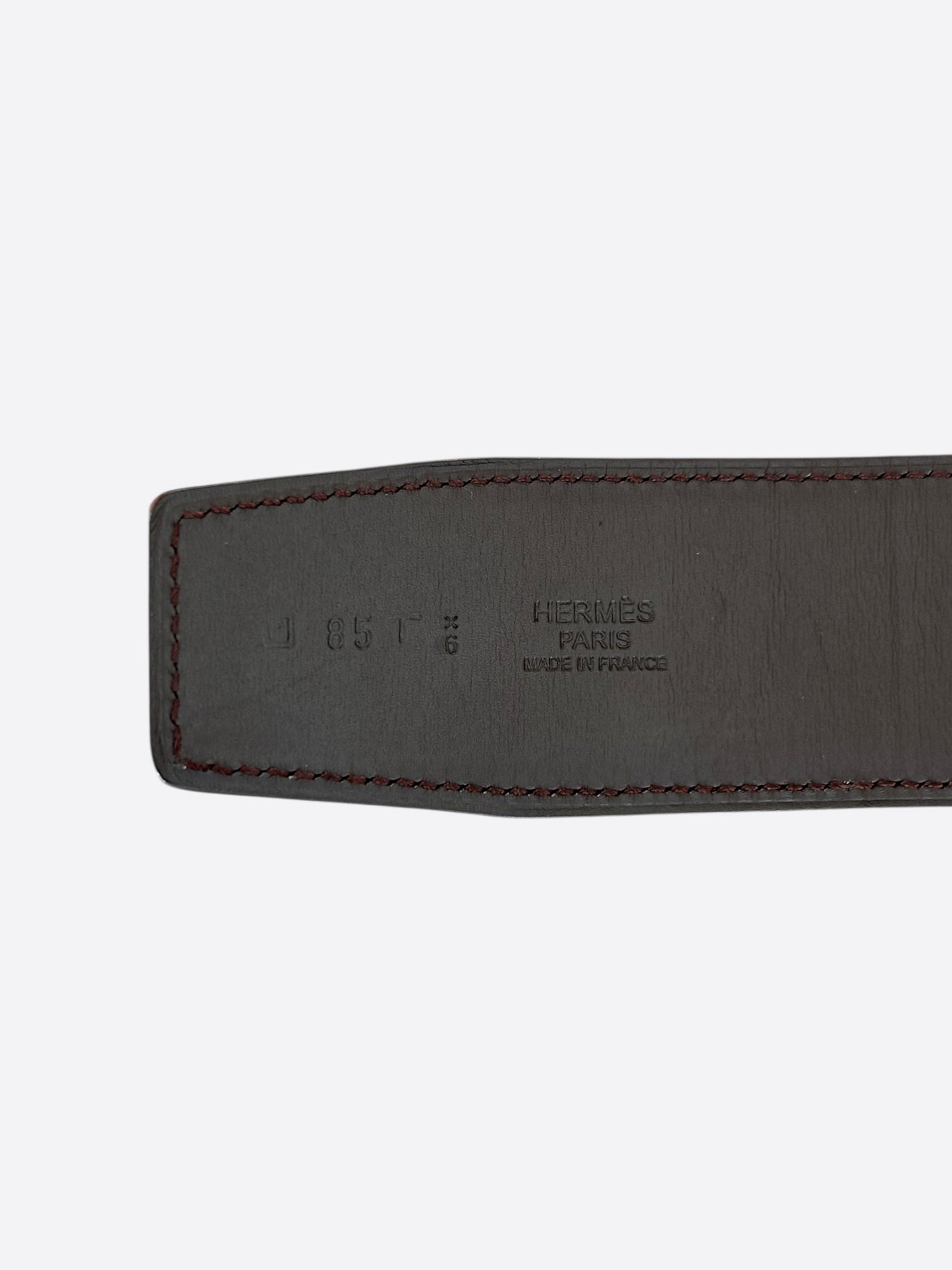 Hermes Red & Brown Palladium Hinge Reversible Belt