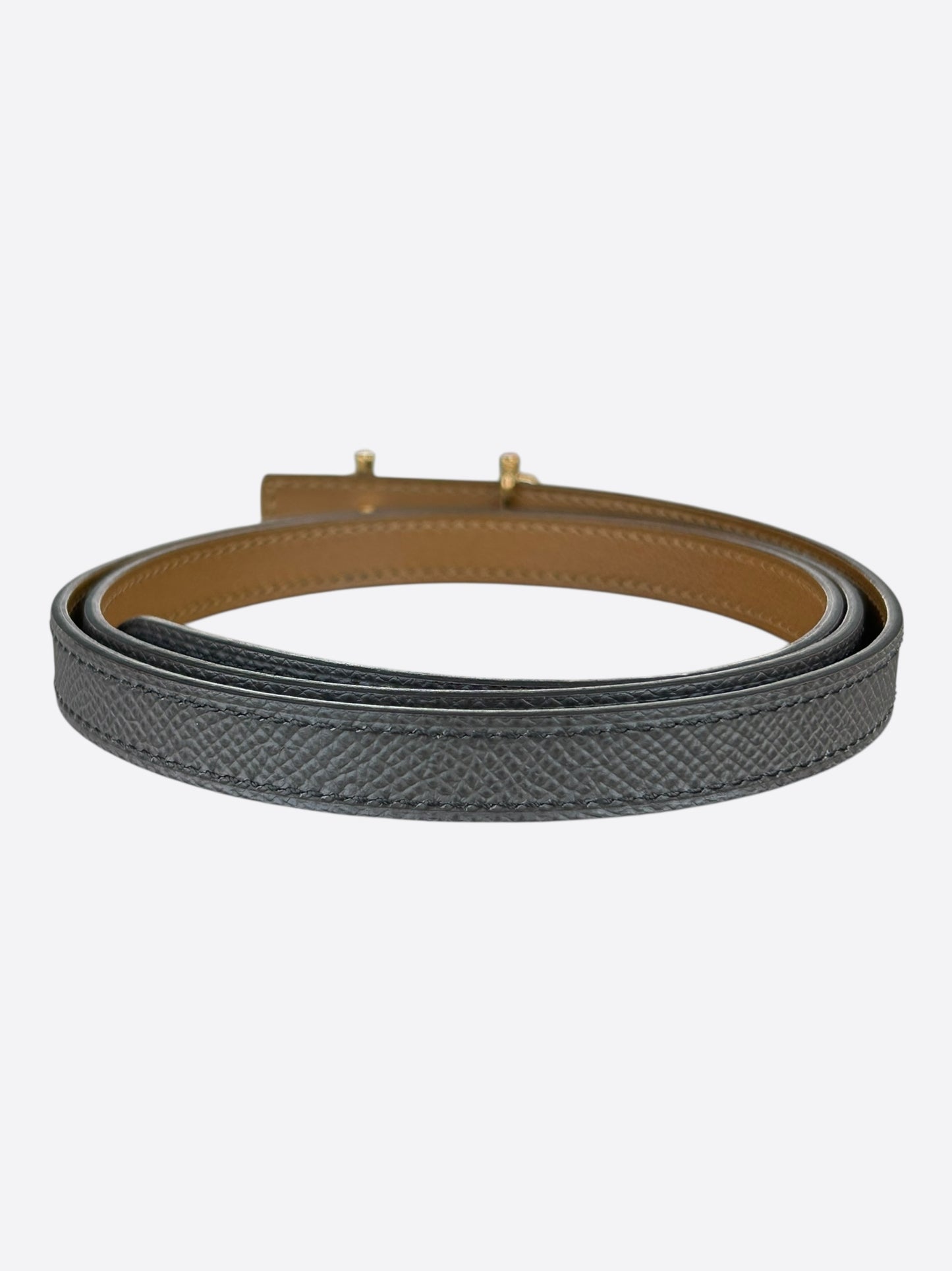 Hermes Grey & Brown Gold Gamma Reversible Belt