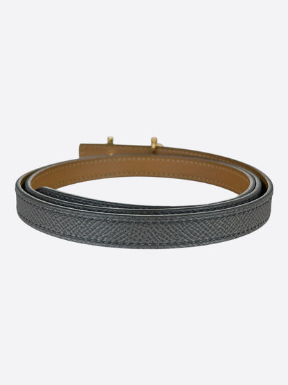 Hermes Grey & Brown Gold Gamma Reversible Belt