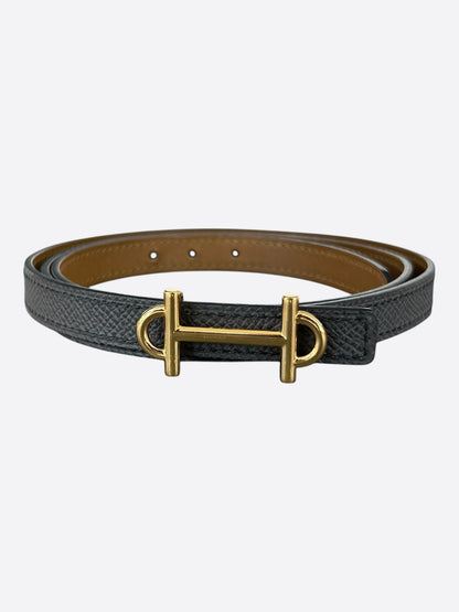 Hermes Grey & Brown Gold Gamma Reversible Belt