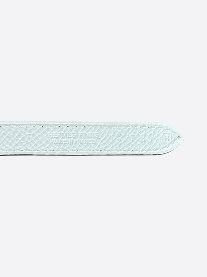Hermes White & Blue Palladium Constance Reversible Belt