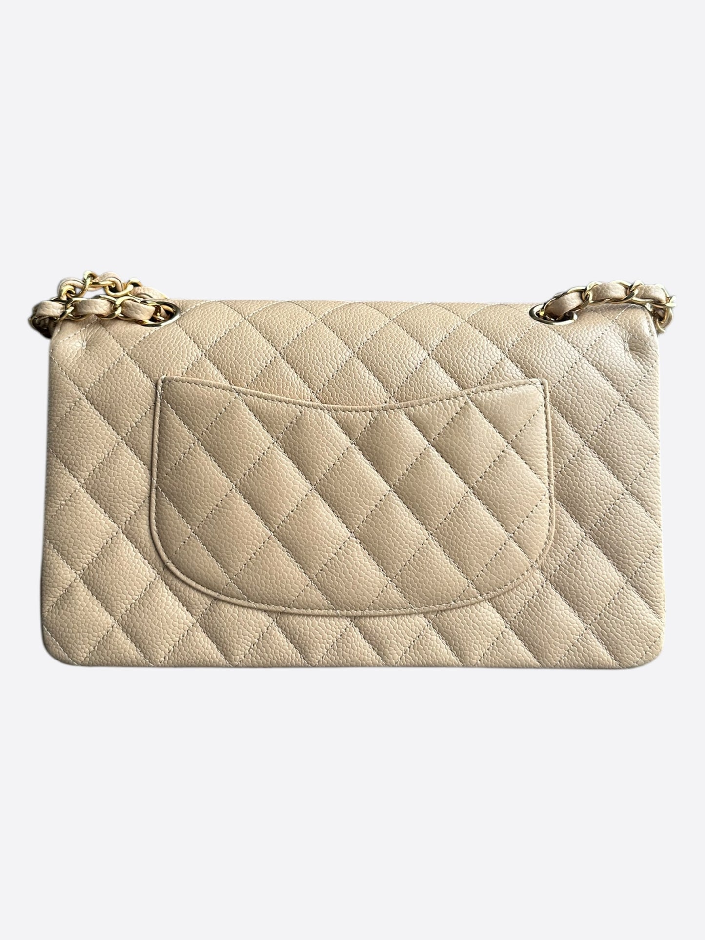 Chanel Beige Caviar Quilted Medium Flap Bag