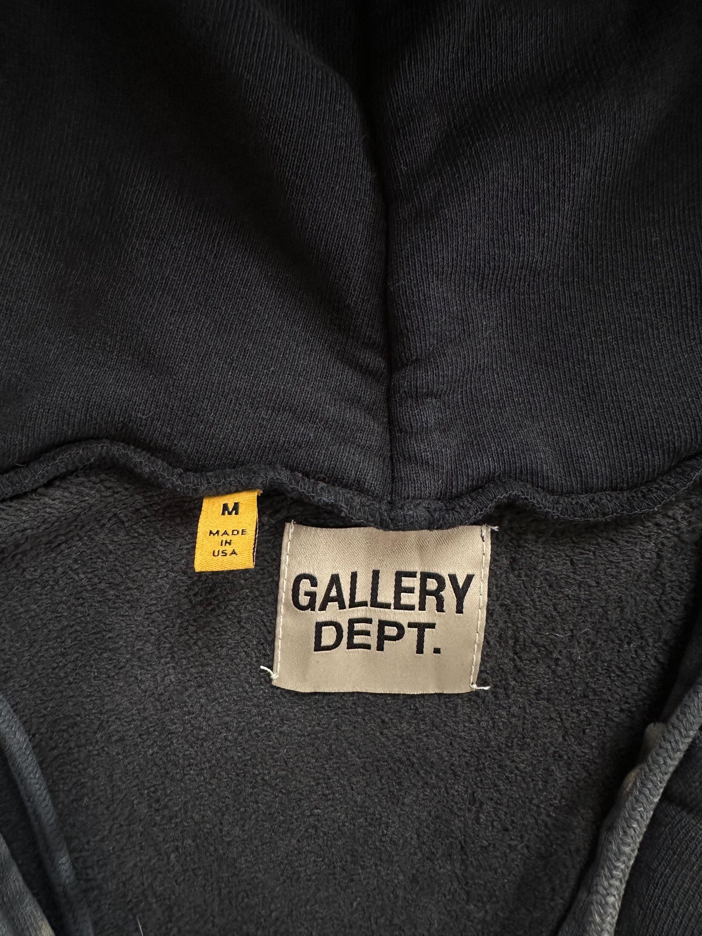 Gallery Dept Sunfaded Black Distressed Logo Zip Up Hoodie