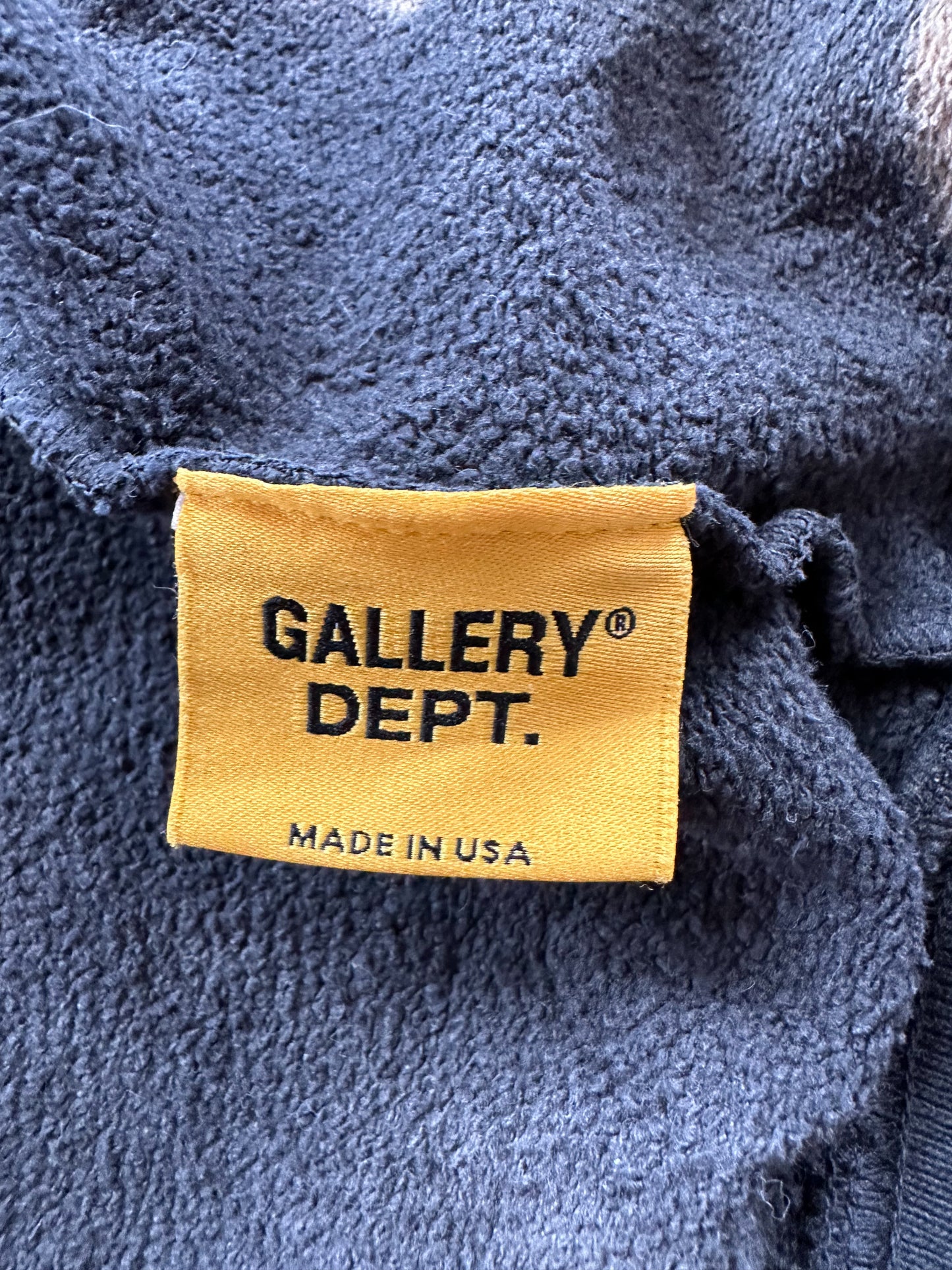 Gallery Dept Sunfaded Black Distressed Logo Zip Up Hoodie