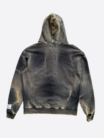 Gallery Dept Sunfaded Black Distressed Logo Zip Up Hoodie