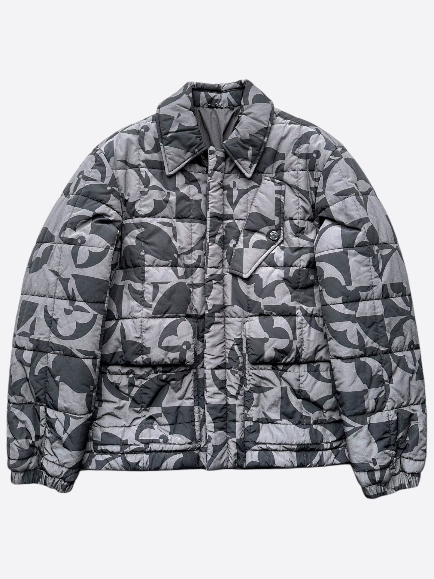 Louis Vuitton Grey & Black Flower Monogram Quilted Jacket