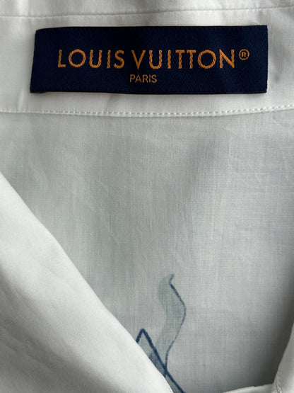 Louis Vuitton Blue & White Aquagarden Monogram Button Up Shirt