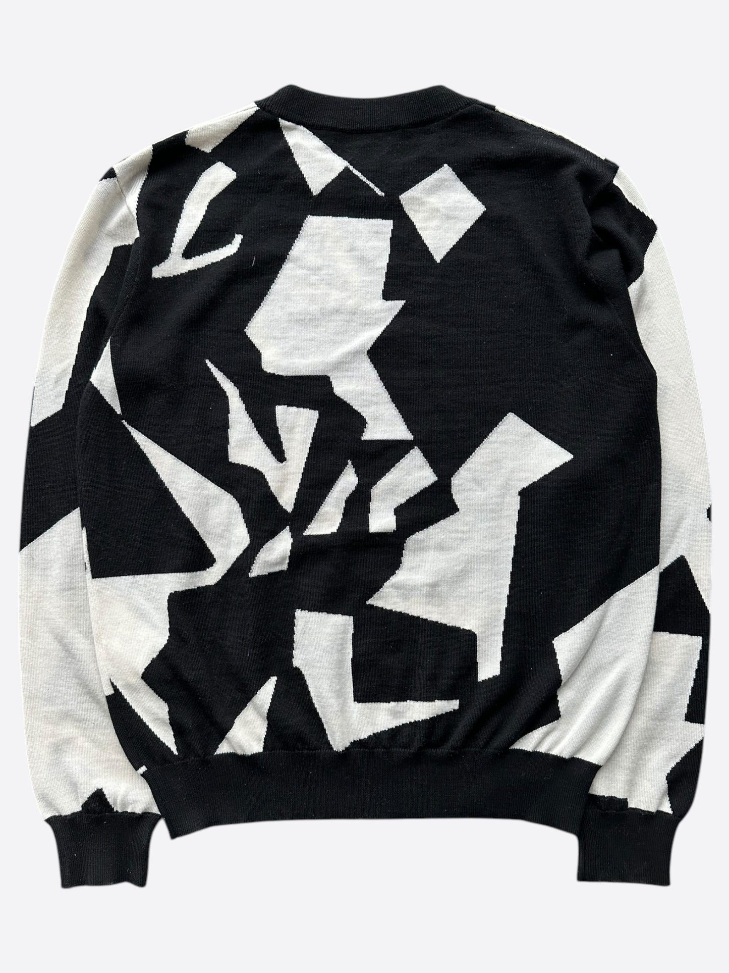 Louis Vuitton Black & White Abstract Wool Sweater