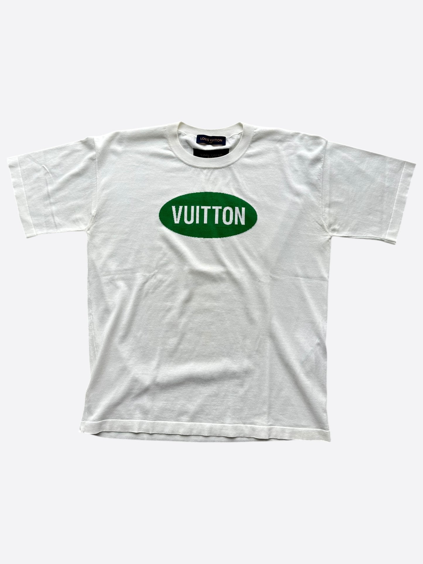 Louis Vuitton White & Green Vuitton Intarsia T-Shirt