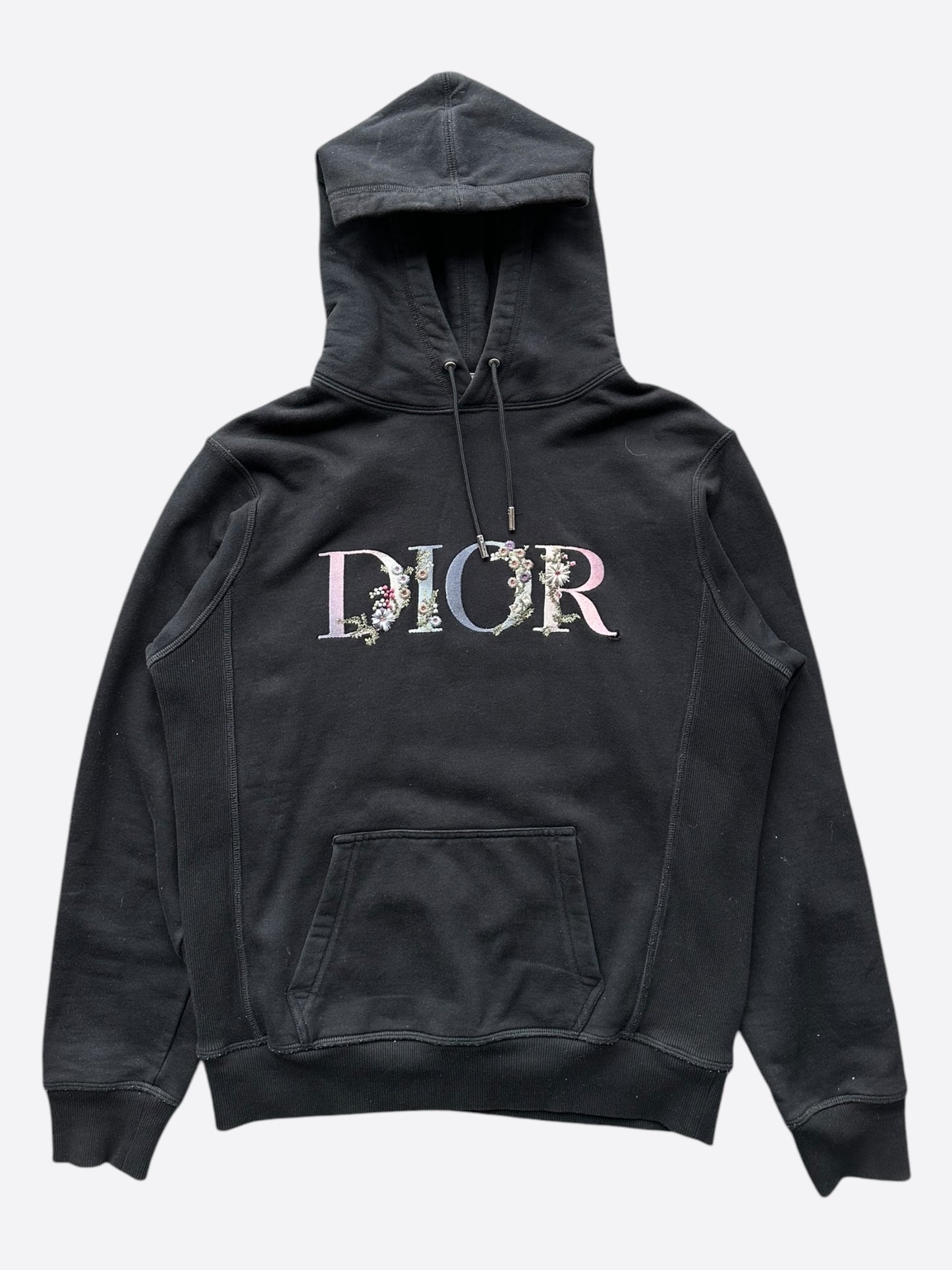 Dior Black Multicolor Floral Embroidered Logo Sweater