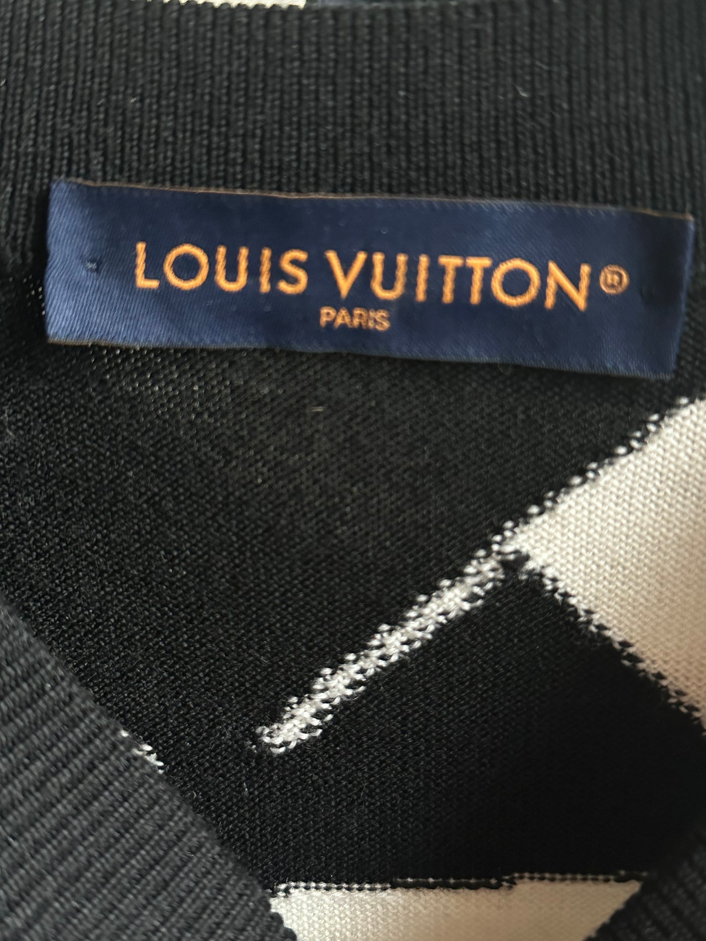 Louis Vuitton Black & White Abstract Wool Sweater