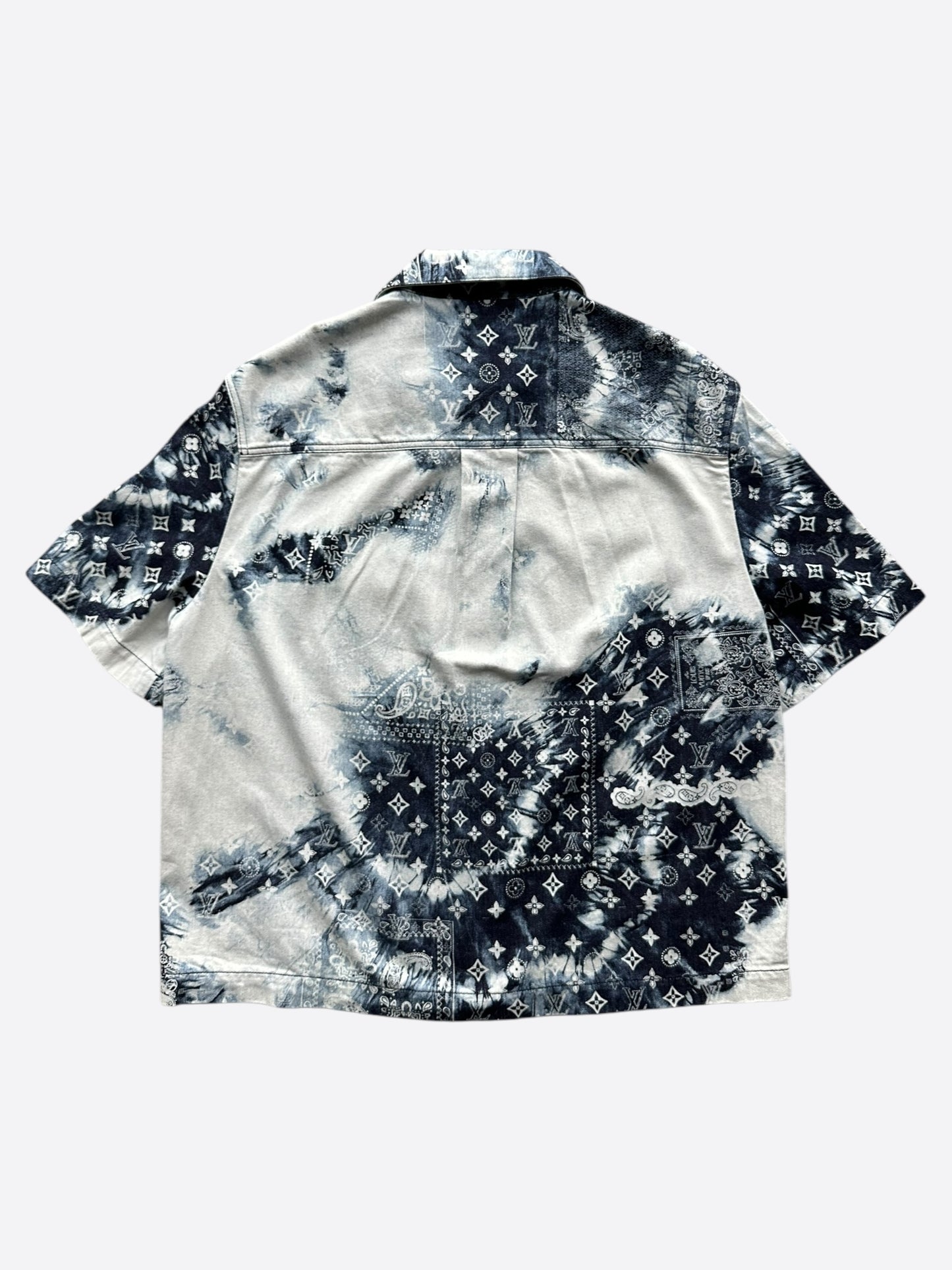 Louis Vuitton Blue Bleached Bandana Denim Button Up Shirt