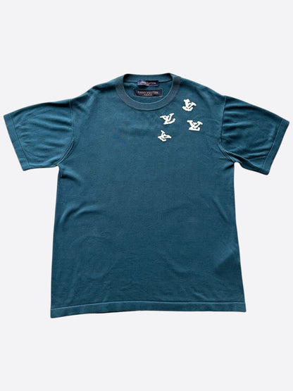 Louis Vuitton Blue & White Music Note Logo Intarsia T-Shirt