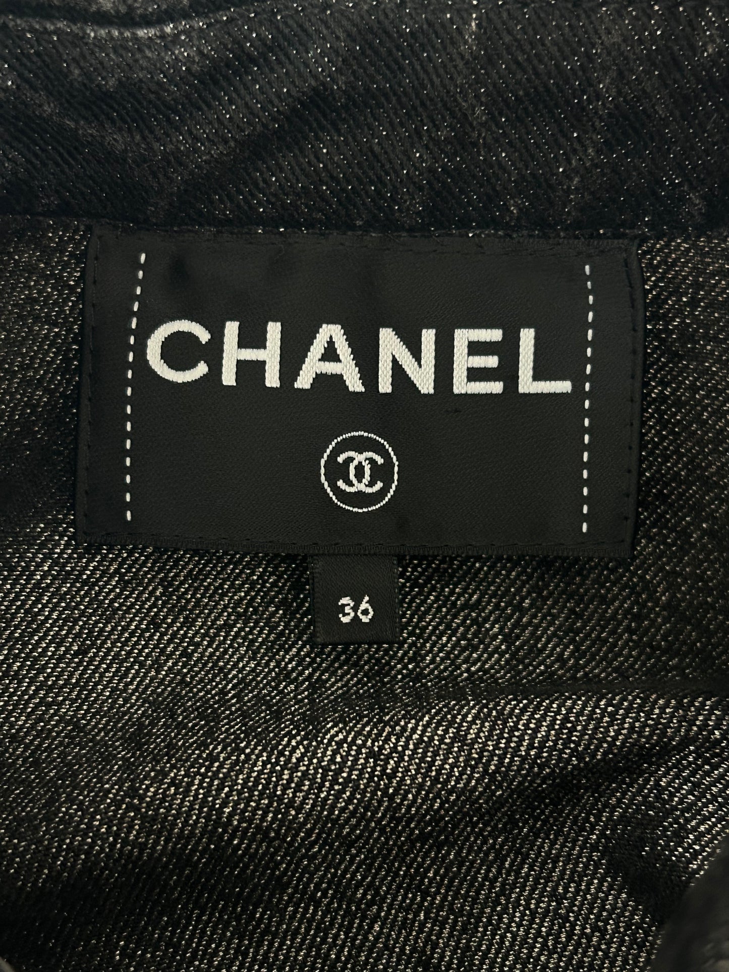 Chanel Grey CC Logo Denim Women's Jacket