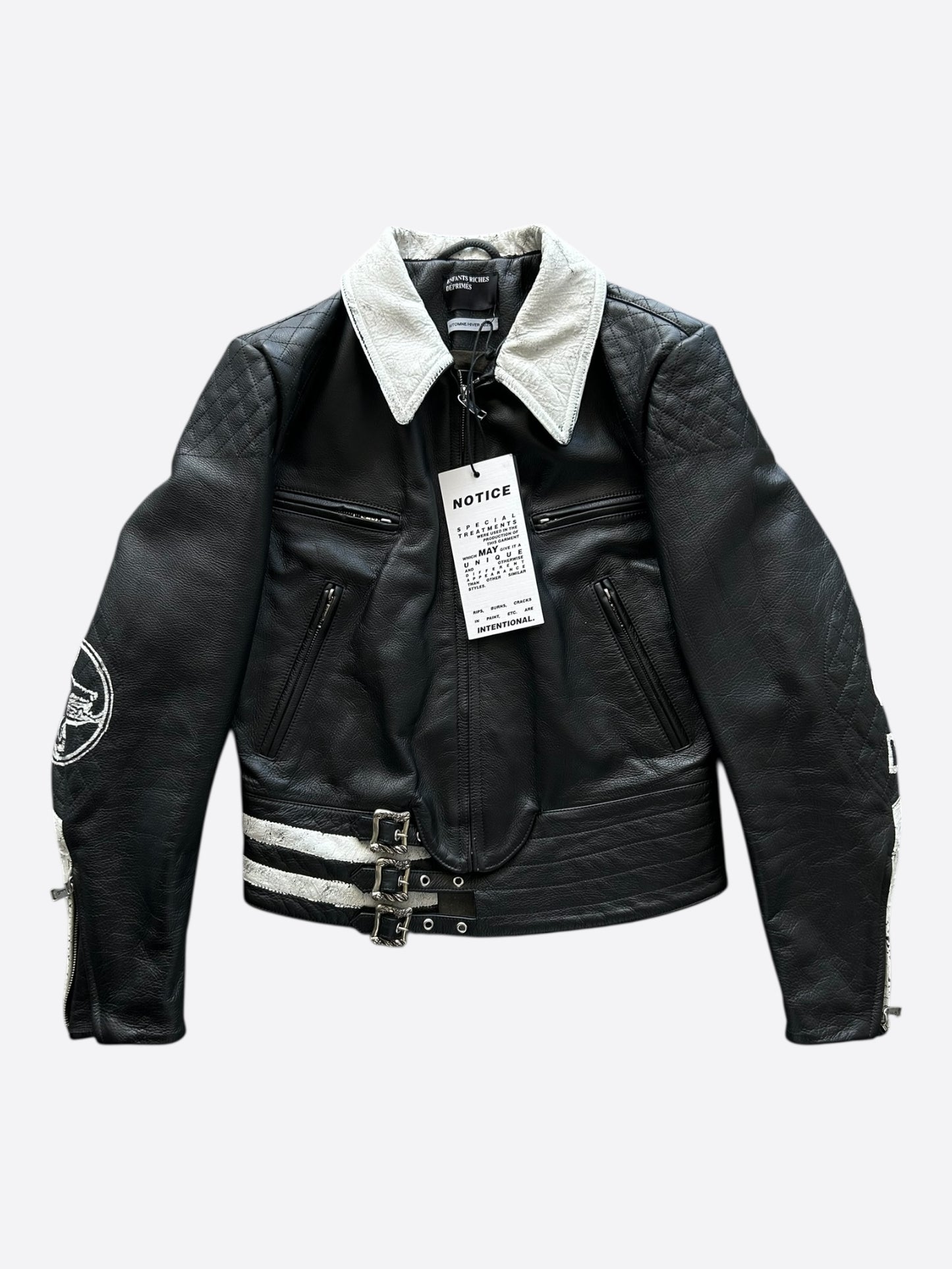 Enfants Riches Deprimes Black & White Dog In Restraint Leather Jacket