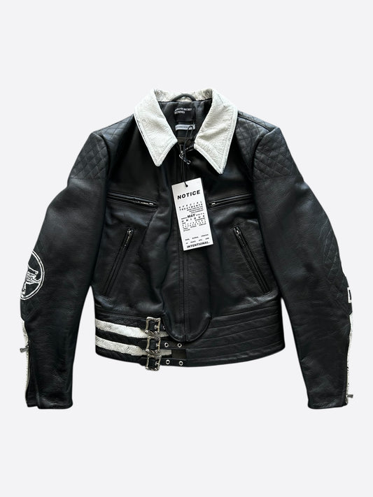 Enfants Riches Deprimes Black & White Dog In Restraint Leather Jacket