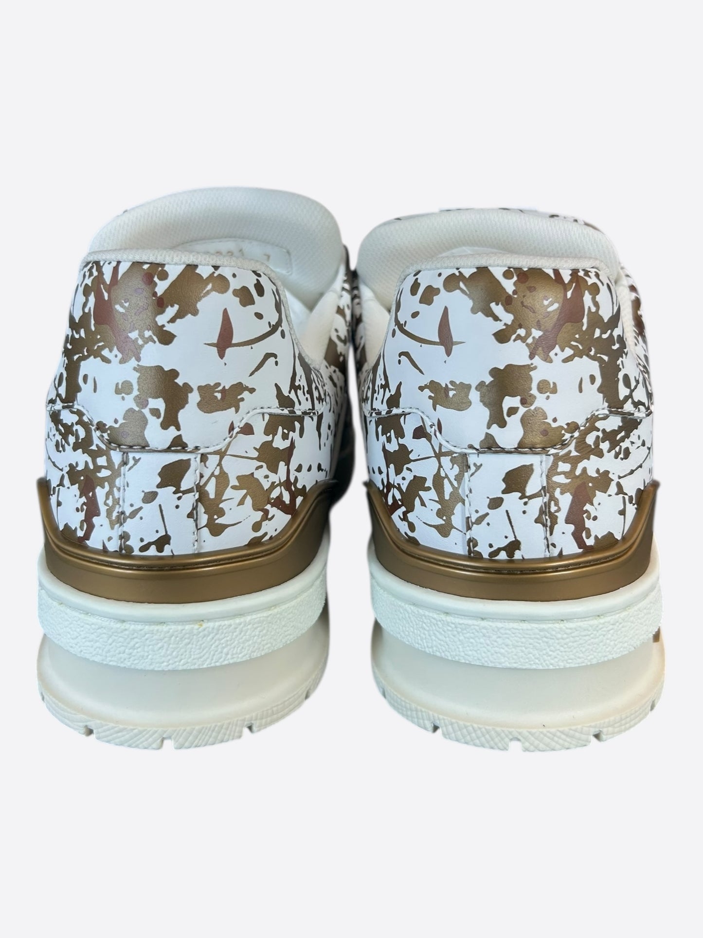 Louis Vuitton White & Gold Paint Splatter Trainers