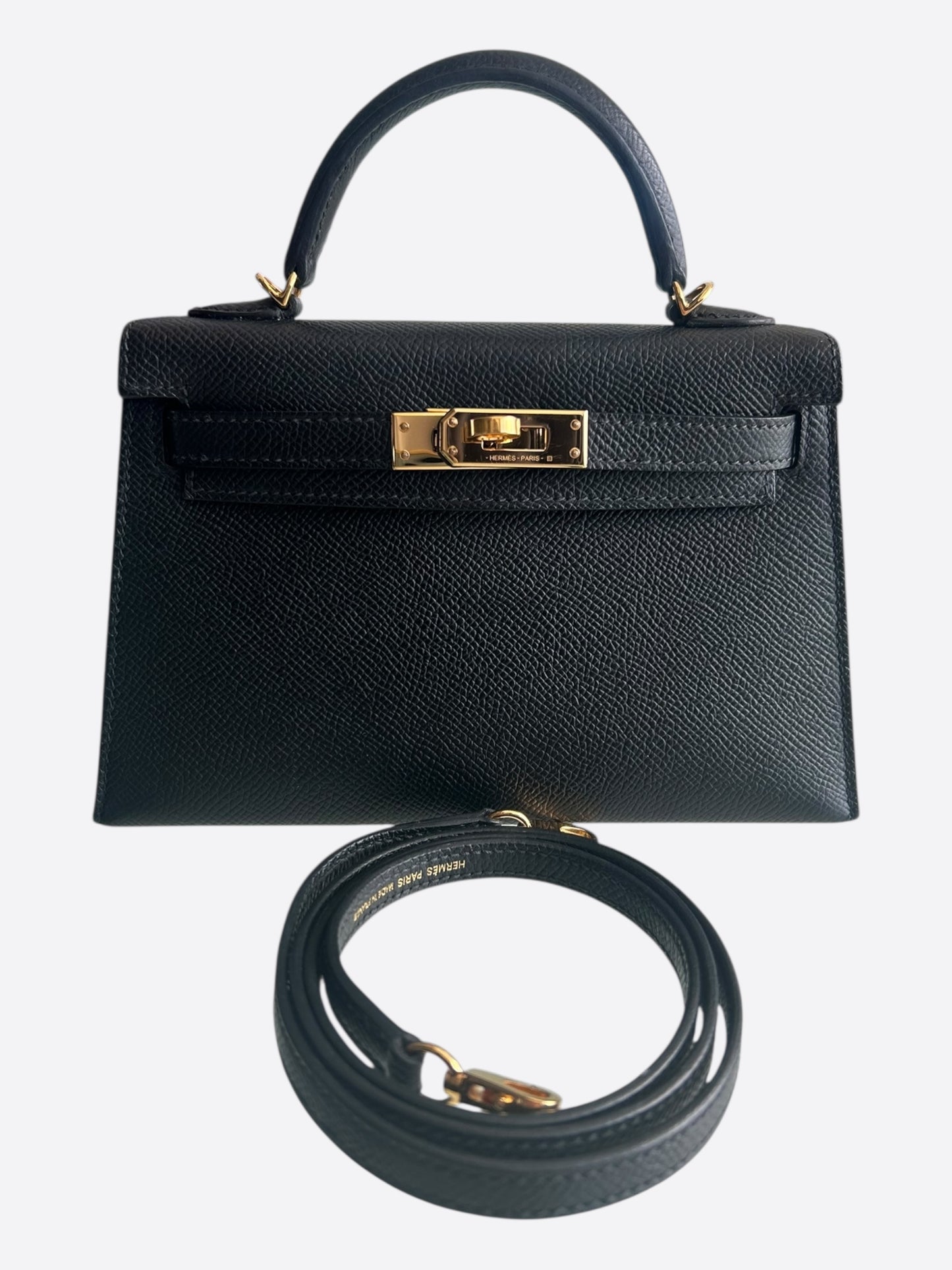 Hermes Black Epsom & Gold Hardware Mini Kelly 20