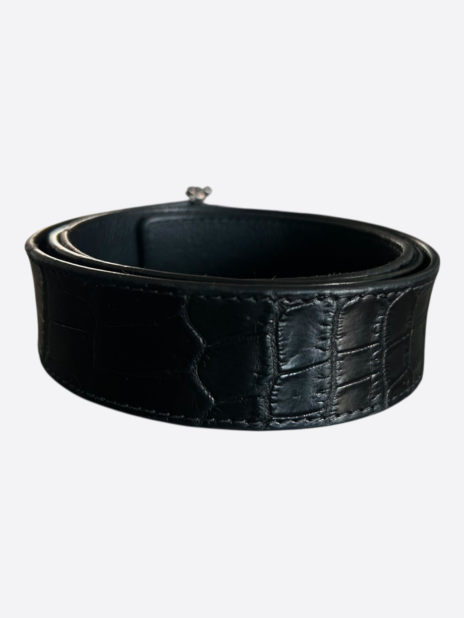 Louis Vuitton Black Crocodile LV Logo Belt – Savonches