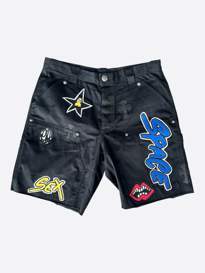 Chrome Hearts Matty Boy Black Cross Patch Carpenter Shorts