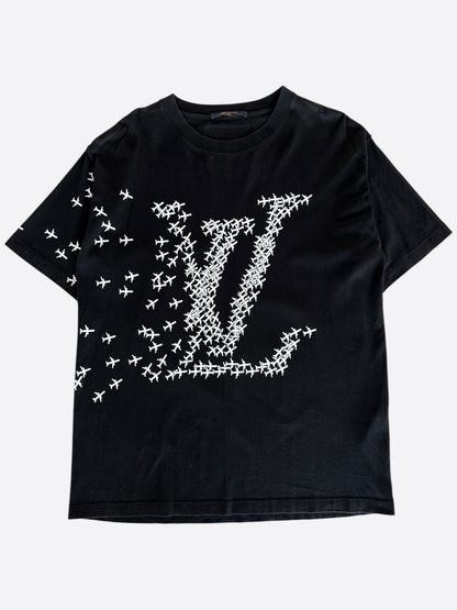 Louis Vuitton Black & White Planes Logo T-Shirt