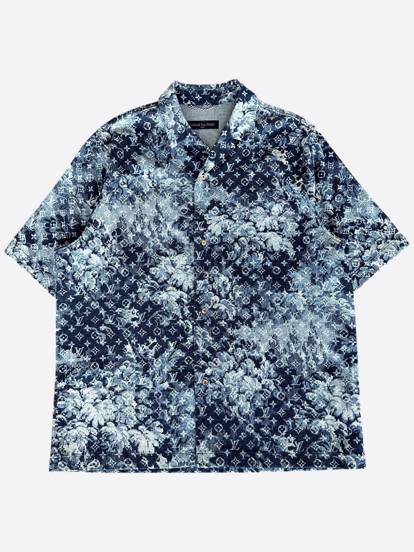 Louis Vuitton Blue Tapestry Monogram Button Up Shirt