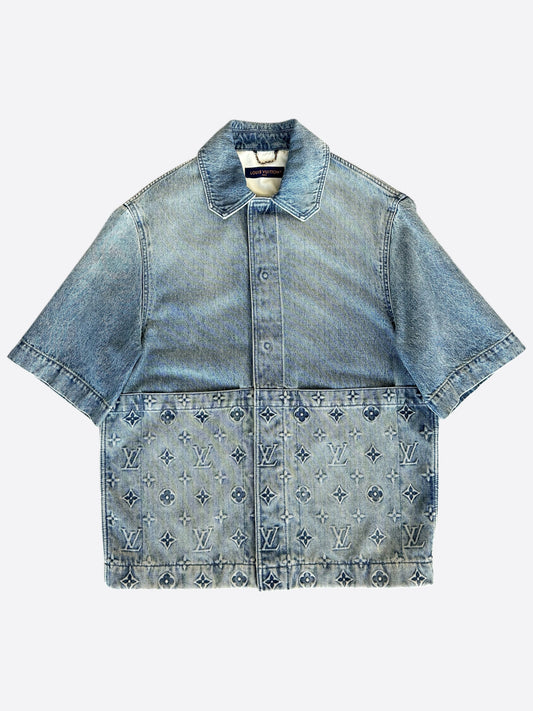 Louis Vuitton Blue Monogram Workwear Denim Shirt