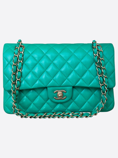 Chanel Green Lambskin Quilted Medium Flap Bag