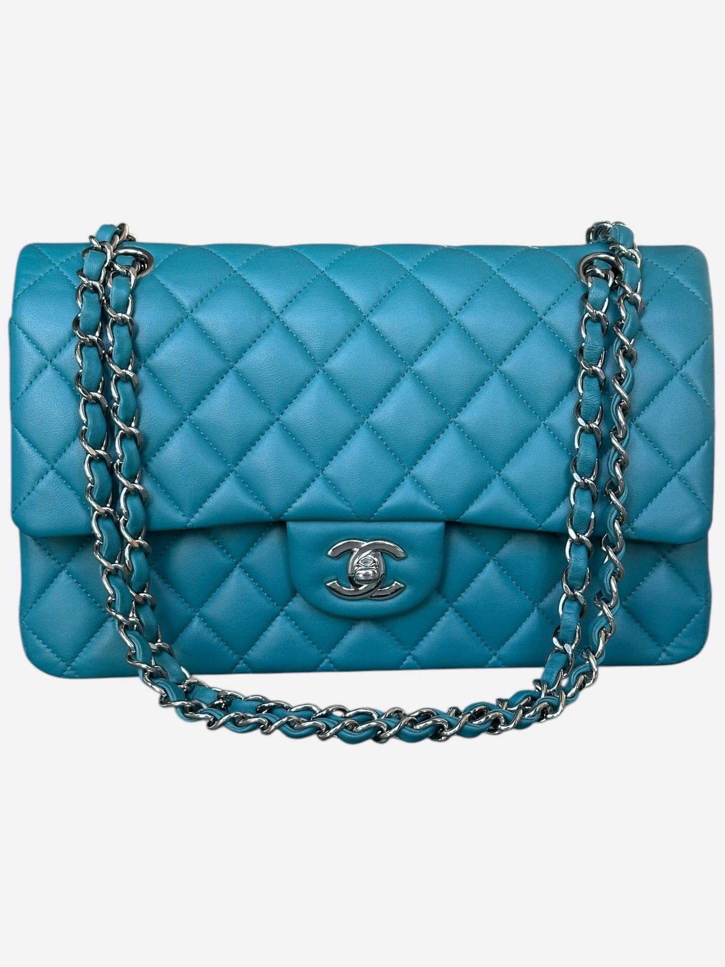 Chanel Blue Lambskin Quilted Medium Flap Bag