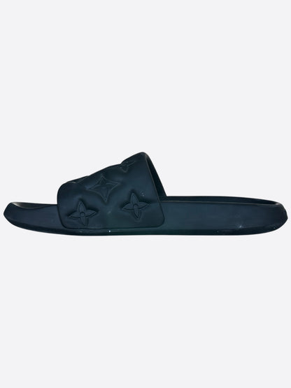 Louis Vuitton Black Embossed Monogram Waterfront Mule Sandals