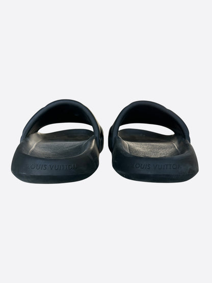 Louis Vuitton Black Embossed Monogram Waterfront Mule Sandals