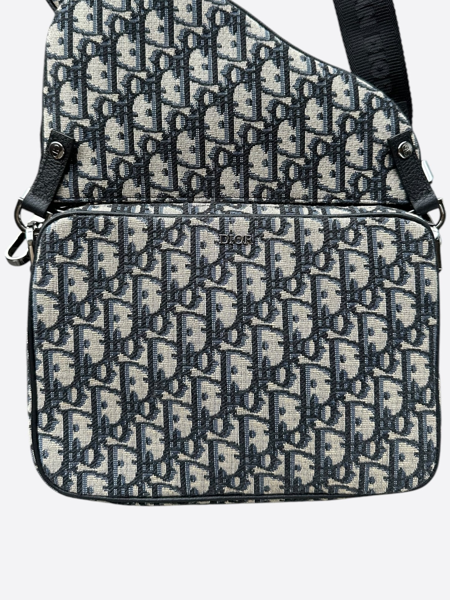 Dior Beige & Black Oblique Saddle Triple Pouch Messenger Bag