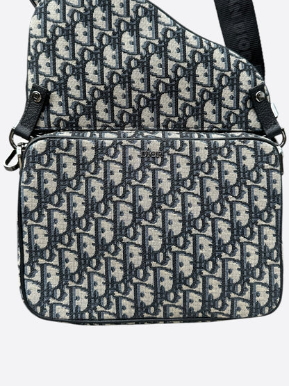 Dior Beige & Black Oblique Saddle Triple Pouch Messenger Bag