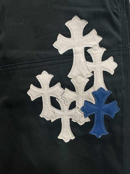 Chrome Hearts Black White & Blue Cross Patch Carpenter Pants