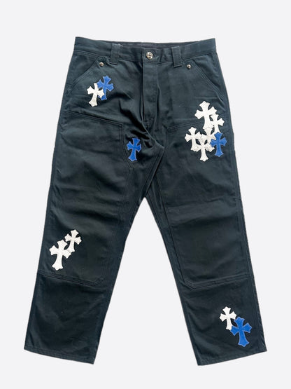 Chrome Hearts Black White & Blue Cross Patch Carpenter Pants