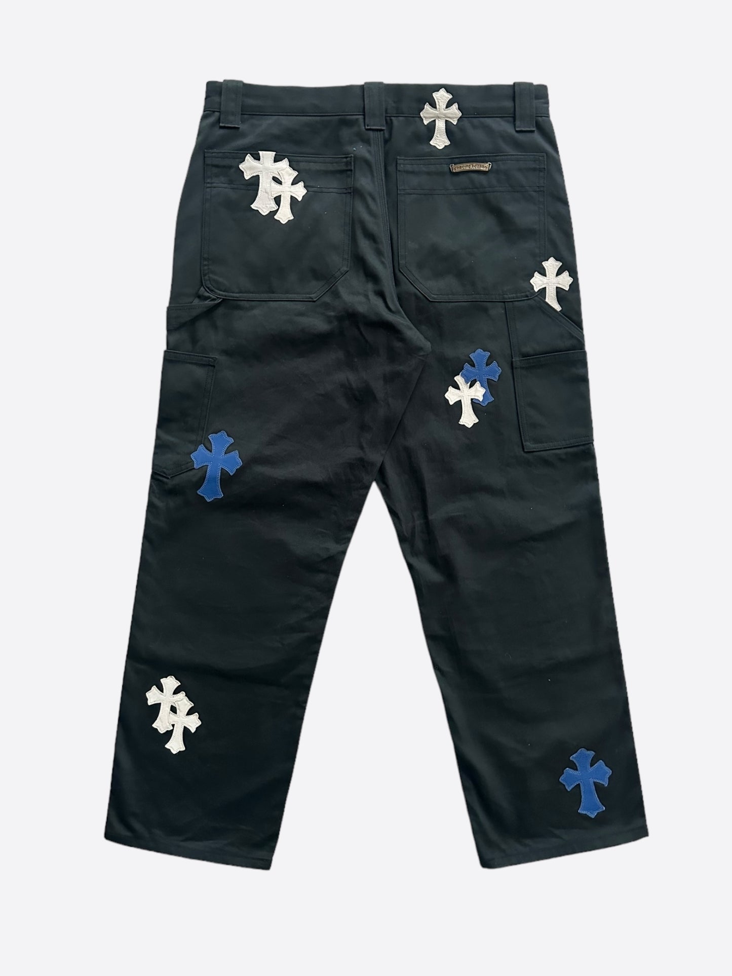 Chrome Hearts Black White & Blue Cross Patch Carpenter Pants